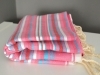 Fouta plate Mille Rayures multicolores Rose-Rouge