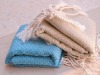 Lot 2 Petites serviette Fouta Bleu Océan/Miel - Nid d'Abeille